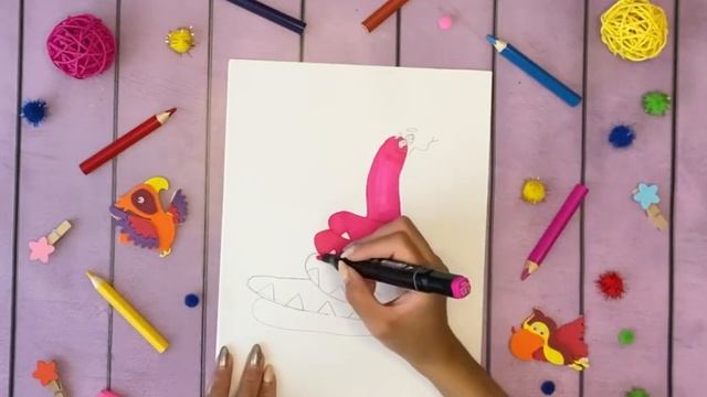 Змейка - Рисуем змейку за 10 минут с помощью ладошки