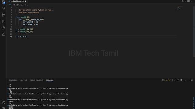 Operator Overloading using Python in Tamil | Python Tutorial for Beginners смотреть онлайн