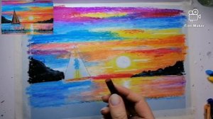 заРИСУЙ! Лодку на закате - Полнометражный урок по рисованию масляной пастелью