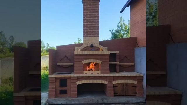 Печной комплекс на 3-и модуля,казан,мангал,разделочной стол с мойкой. смотреть онлайн