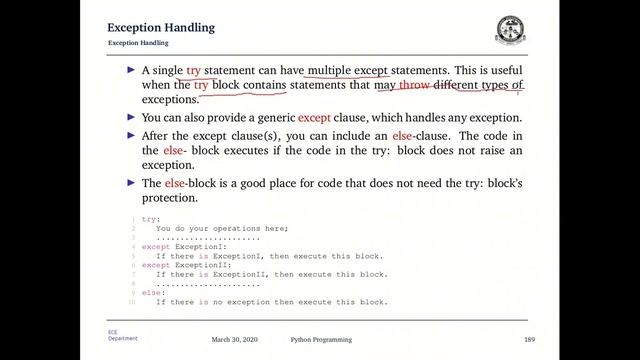 Exception Handling смотреть онлайн