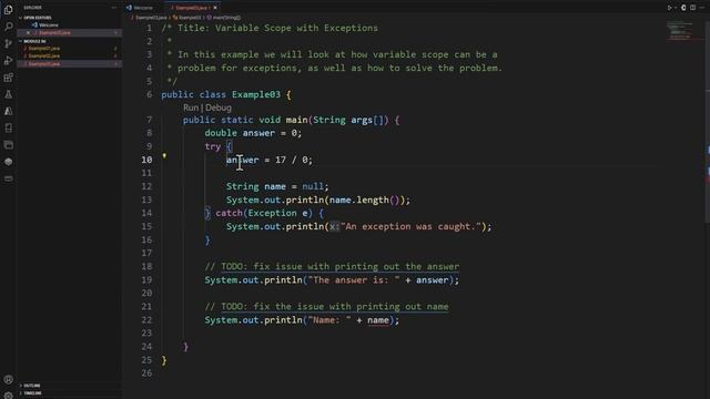 Java Practice Examples - Module 6-3 Exceptions and Variable Scope смотреть онлайн