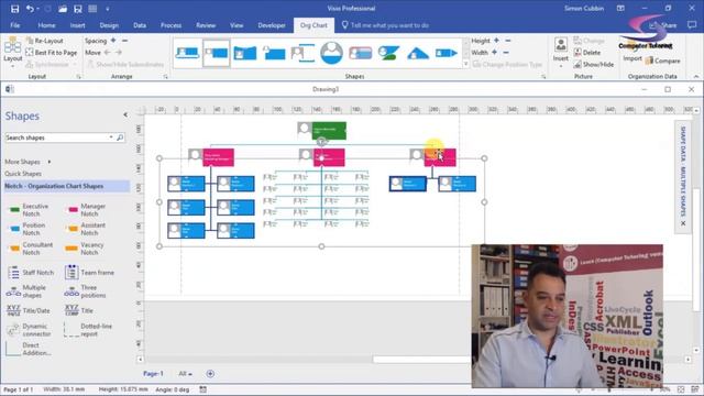 Visio 2016 - Organisation Chart Tutorial - Creating Synchronised Copy In Visio 2016