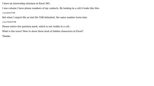 Excel Character Encoding - Cell showing one thing, while text export includes new character смотреть онлайн