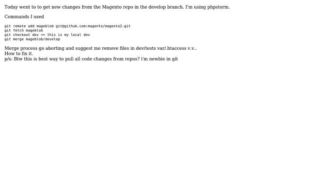 Magento: Merge changes from remote magento repos get aborting смотреть онлайн