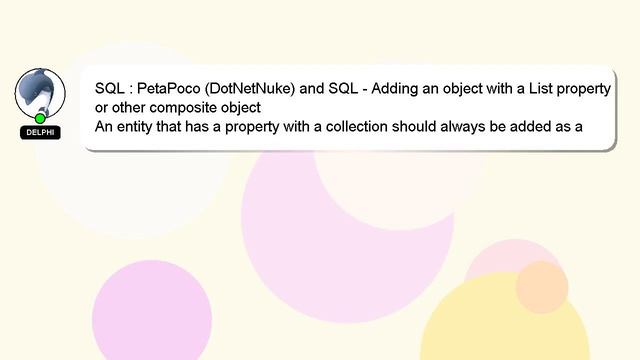 SQL : PetaPoco (DotNetNuke) and SQL - Adding an object with a List property or other composite obje смотреть онлайн
