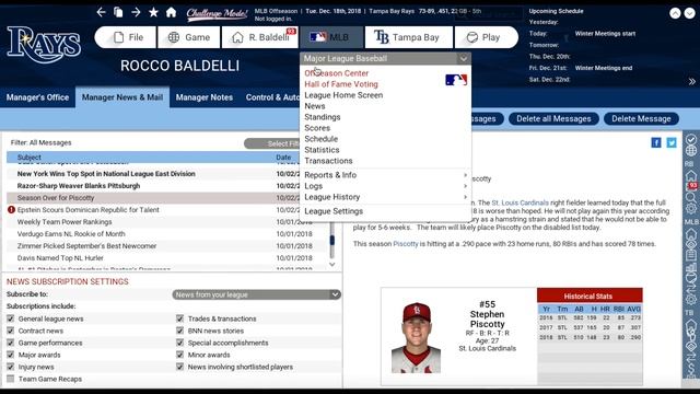 Out of the Park Baseball (OOTP) 18: Tampa Bay Rays Let's Play - 2018-19 Offseason Part 2 [EP9] смотреть онлайн