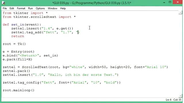 041 GUI mit Python: Formatierungen in Text und ScrolledText einfügen смотреть онлайн