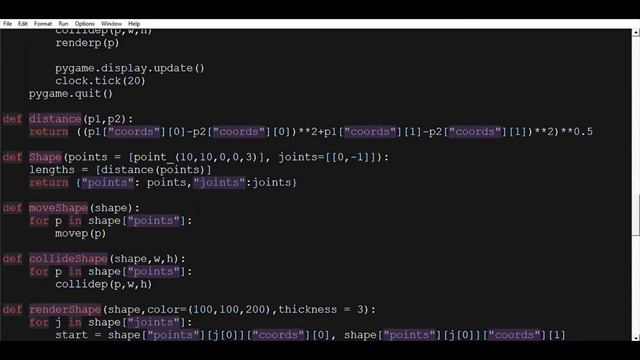 Verlet Integration implementation: part 3-implementing shapes (python, pygame) смотреть онлайн