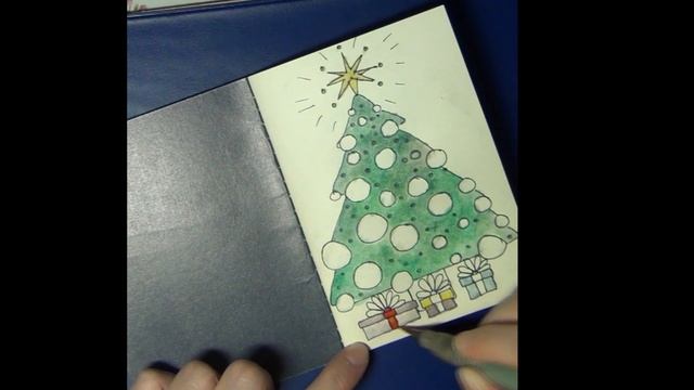 Новогодний елочка! #акварель #рисунок #ёлочка смотреть онлайн