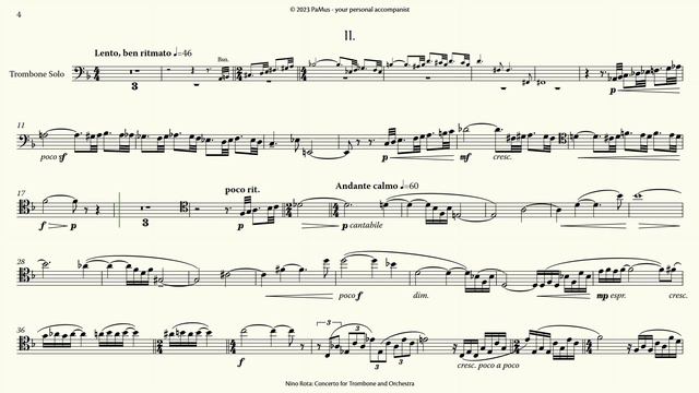 Nino Rota: Concerto for Trombone Orchestra accompaniment 442Hz смотреть онлайн