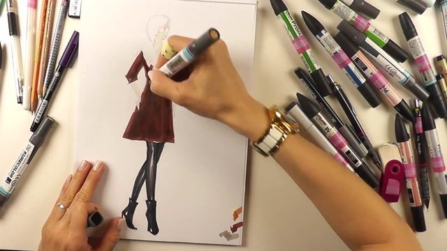 Fashion sketching: осеннее пальто, speed drawing. смотреть онлайн