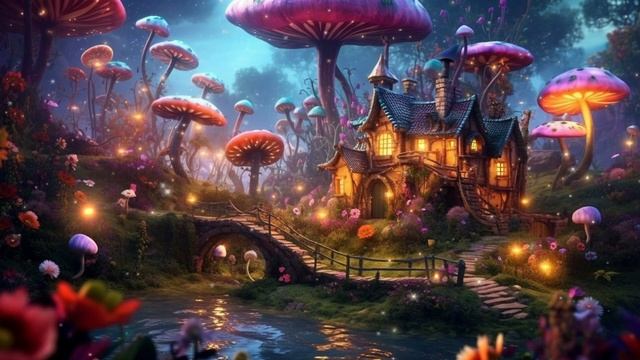 Magical Forest Music & Ambience For Relax, Sleep | A Fantasy Cottage In A Magical Mushroom Forest