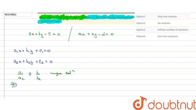 `ax+by=c` and `mx+ny=d`. If `an ne bm`, then these simultaneous equations have смотреть онлайн