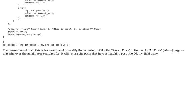 Wordpress: How to create/modfiy WP_Query to search in post title OR custom field? смотреть онлайн