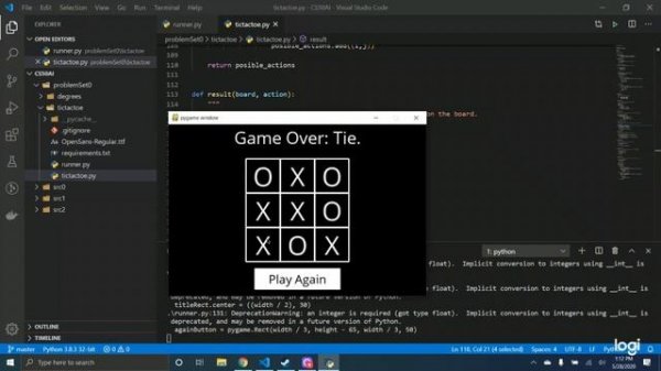 Project 0b: TicTacToe - CS50's Introduction to Artificial Intelligence with Python