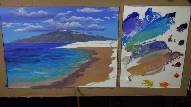 Как рисовать тропический пляж, используя акрил на холсте смотреть онлайн