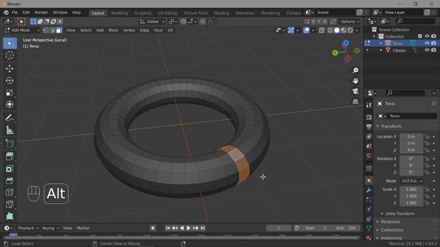 13. Blender. Выделение | Select | Loops (Edit Mode) смотреть онлайн