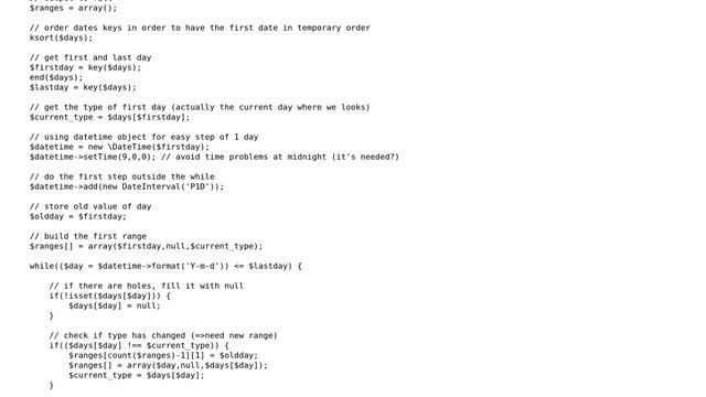 Code Review: Get ranges from array of days смотреть онлайн