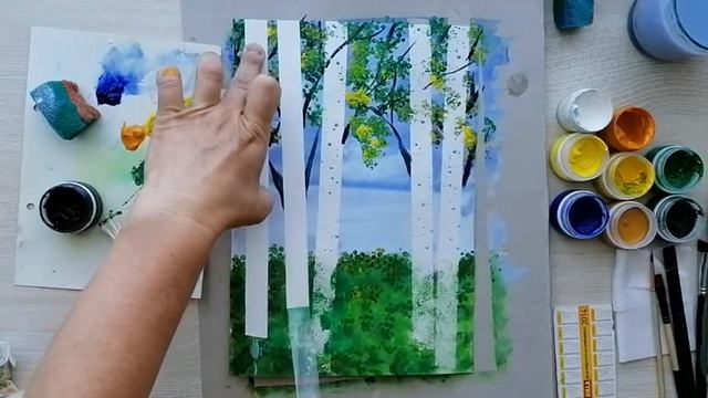 Берёзовая роща. Нетрадиционное рисование для дошколят. смотреть онлайн