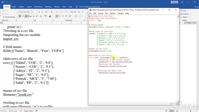Python Important Writeand Create CSV File 39 Part 191 смотреть онлайн