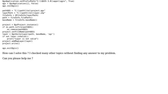 GIS: pyQGIS returns invalid layer with QgsVectorLayer in QGIS 3 смотреть онлайн