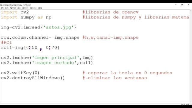 Curso de procesamiento de imágenes 5 Región de interés (ROI) cortar una parte de la imagen principa смотреть онлайн