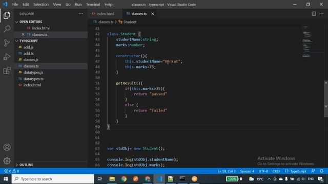 Class and Object in Typescript смотреть онлайн