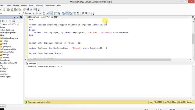 SQL Server Triggers Example смотреть онлайн