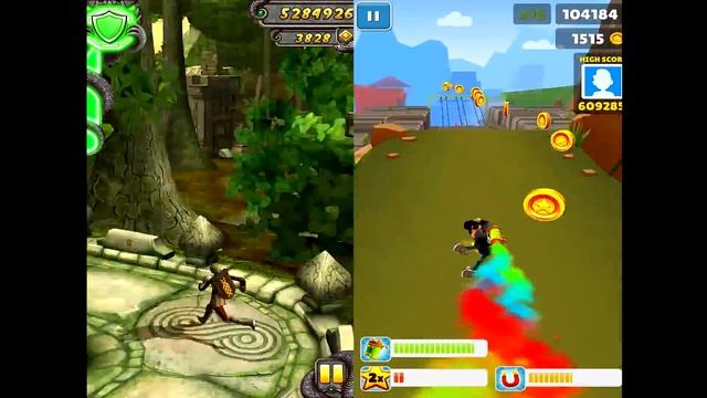 Temple Run 2 Lost Jungle VS Subway Surfers Peru Android iPad-iOS Gameplay HD смотреть онлайн