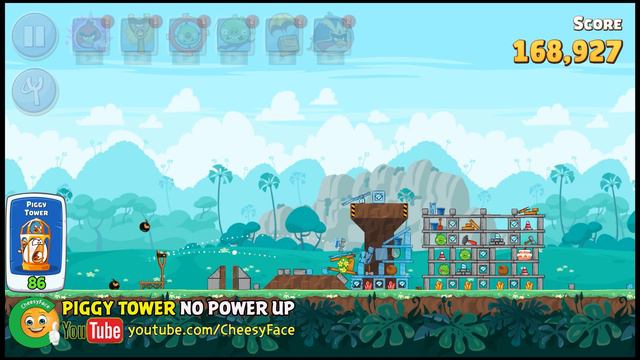 CheesyFace Walkthrough Level 86 Piggy Tower NO POWER UP Angry Birds Friends смотреть онлайн