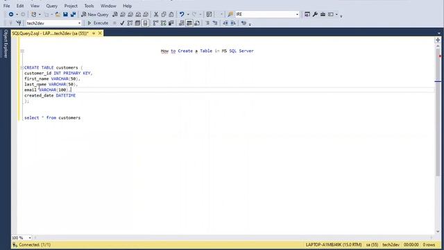 Create Table In MS SQL SERVER смотреть онлайн