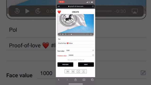 Как создать NFT на Proof Of Love ❤️