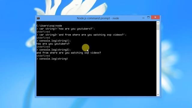 introduction to nodejs using cmd #4 how to define strings in node.js смотреть онлайн