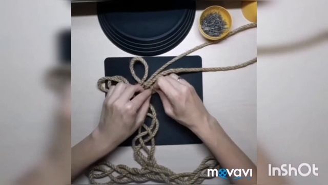 Панно Якорь из обычной веревки. Горизонтальное макраме. Джут смотреть онлайн