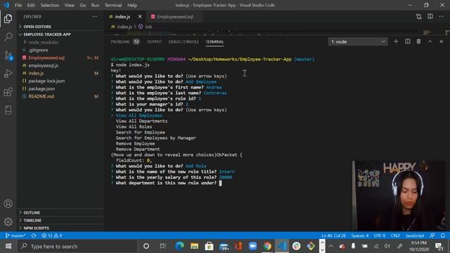 Employee Tracker App with MYSQL and Node смотреть онлайн