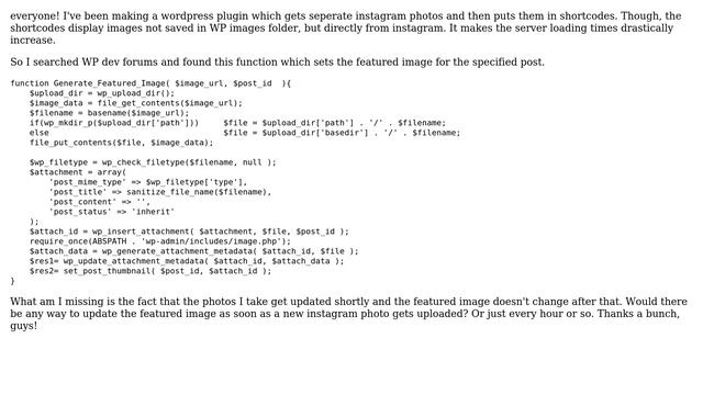 Wordpress: Update (a function) post's featured image as soon as $image_url changes смотреть онлайн