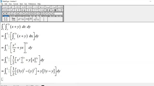 Double Integral: (x + y) dx dy , x = y to 3y , y = 1 to 2 смотреть онлайн