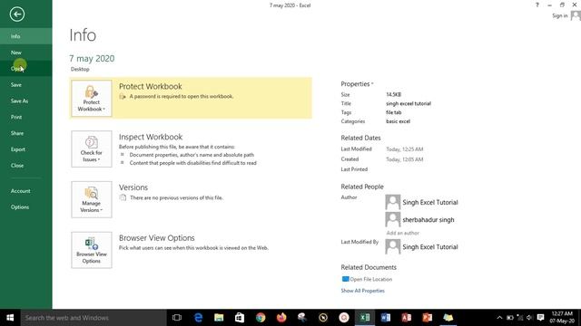 Learn MS Excel File Tab How to open New workbook, How to open an existing file 2.1 смотреть онлайн