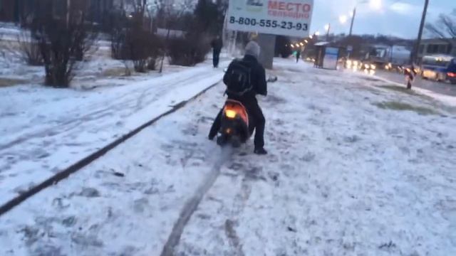 Снежный дрифт на Honda Dio 28zx