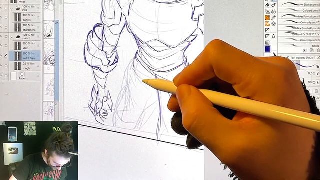 Drawing And Inking New Manga On iPad Pro | Anime Manga Sketch смотреть онлайн