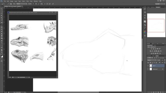 How to draw a dragon head concept design process side view using animal reference смотреть онлайн