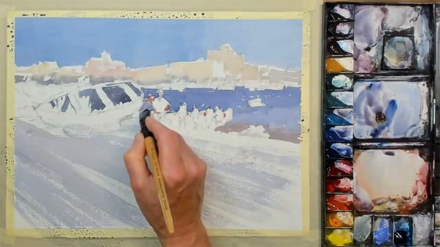 COMPLETE Watercolor Demo - Alexandria, Egypt - Bay & Citadel