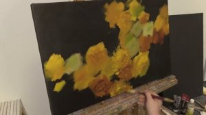 Как написать хризантемы. Живопись маслом по тёмному акриловом у грунту. How to draw a chrysanthemum