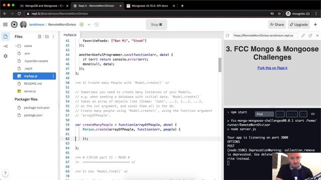 Create Many Records with Model.create() - MongoDB and Mongoose - Free Code Camp смотреть онлайн
