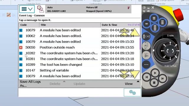 ABB IRC5 Event Log смотреть онлайн
