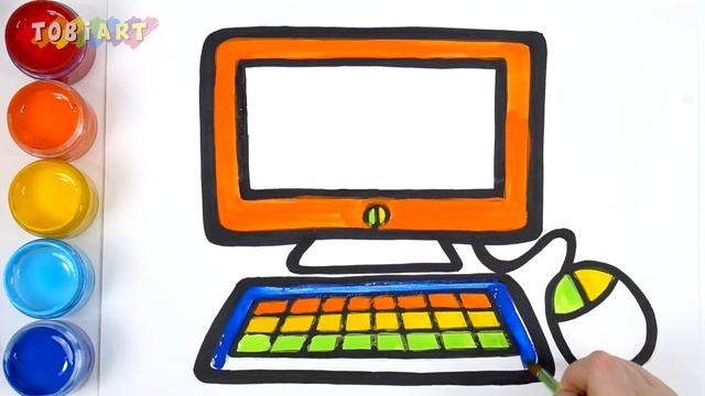How To Draw Glitter Computer For Kids | TOBiART