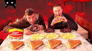 КОЛБАСА КРОВЯНКА САМСА С КУРИЦЕЙ ПЕРЕЦ СЛАДКИЙ КТО БЫСТРЕЕ СЪЕСТ ? ЕДА ЧЕЛЛЕНДЖ КТО БОЛЬШЕ СЪЕСТ