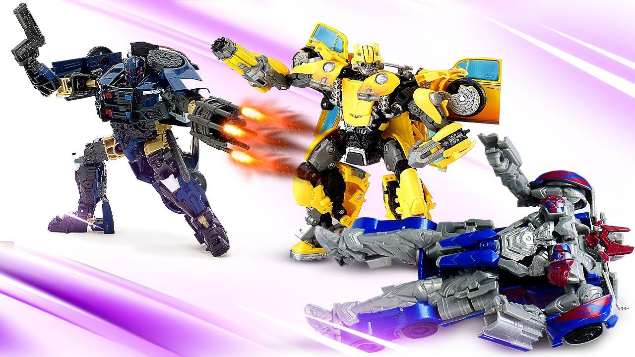 Бамблби в сборнике видео - Роботы Трансформеры игры битвы Автоботы vs Десептиконы! Видео для детей смотреть онлайн