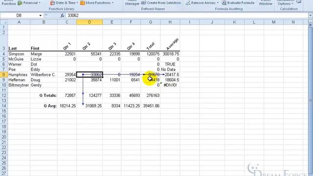 Microsoft Excel 2010: Trace Dependents, Precedents And Errors